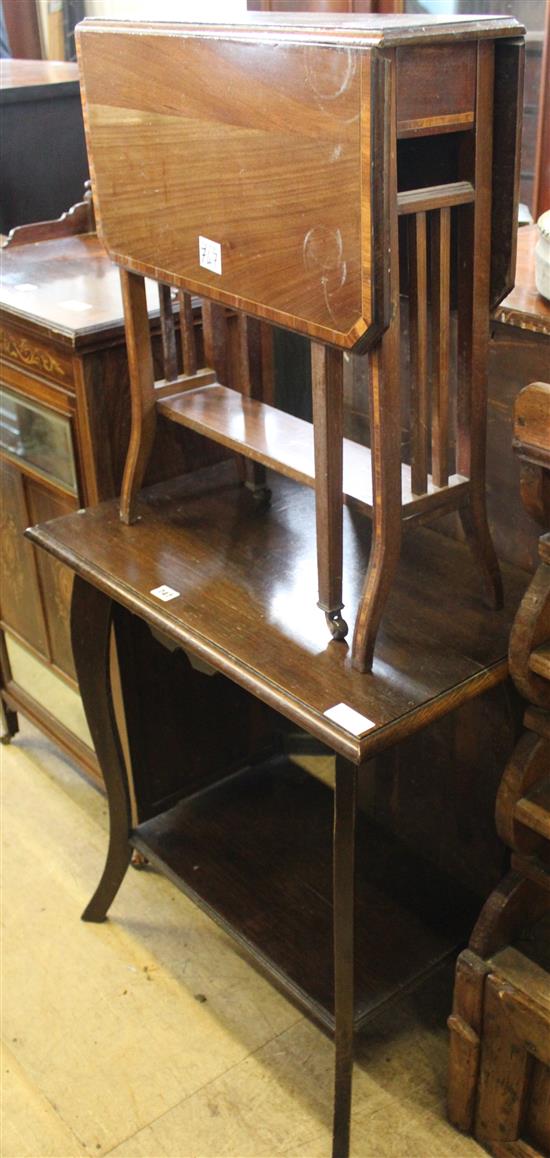 Late Victorian Sutherland table and a rectangular topped two tier occasional table